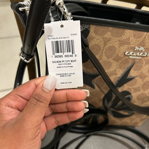 Coach Tan and Black Floral Crossbody Bag - Picture 2 of 8